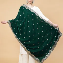 Moda Chales Embroidered Velvet Dupatta with Sequinned-20