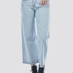 CAMLA Women Wide Leg Mid-Rise Clean Look Non Stretchable Jeans-image-100