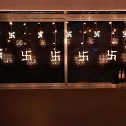 Kuber Industries 6Pcs White Swastik Shape String Lights image 3