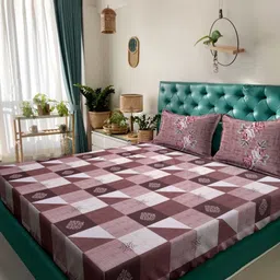 Myntra Elegant Homes Rust Printed Pure Cotton 400TC Super King Bedsheet Set 2.7 x 2.7 m-22