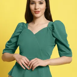 Metronaut Women Sweetheart Neck Solid Top-picture-4