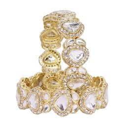 ZULKA Set OF 2 Metal Zircon Diamond & Kundan Studded Bangles Kada image 2