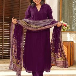 NIZA FASHION Women Solid Regular Pure Cotton Kurta Set with Dupatta-picture-36