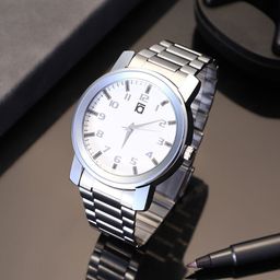 French Accent Men Printed Dial & Stainless Steel Bracelet Style Straps Analogue Watch SW25_FAWC1007-32