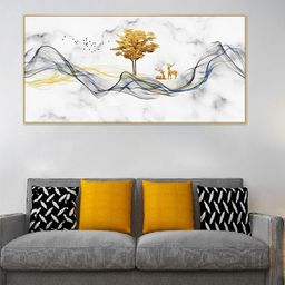 DEKORSTATION White & Gold-Toned 1 Piece Canvas Wall Paintings-picture-46