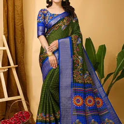 HERE&NOW Kalamkari Zari Silk Cotton Saree-48