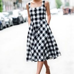 TILISM Checked Fit & Flare Midi Dress-picture-14