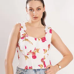 clobug Women Floral Printed Square Neck Top-image-26