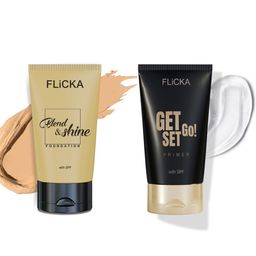 FLiCKA Set of Get Set Go Primer 30ml & Blend-Shine Foundation 30ml - Beige 02-3