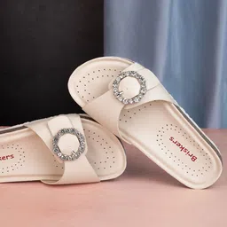 BRISKERS Women Embellished Open Toe Flats with Buckles-image-55