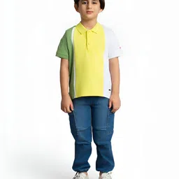 Ed-a-Mamma Boys Colourblocked Polo Collar Bio Finish Pockets T-shirt-image-40