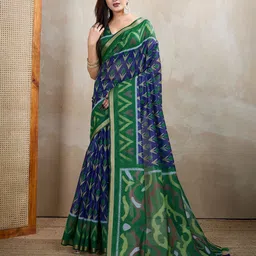SUVIKAS CREATION Ethnic Motifs Printed Saree With Blouse Piece-image-67