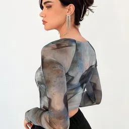Stylecast X Slyck Abstract Printed Square Neck Top image 2