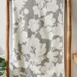 Home Centre Nova Ashfall Grey Floral Printed 500 GSM Cotton Bath Towel-24