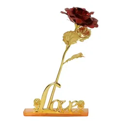 INTERNATIONAL GIFT 2 Pcs Red Artificial Rose With Love Stand image 2