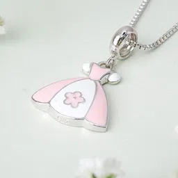 Elegante kids Girls Sterling Silver Rhodium-Plated Contemporary Pendant With Chain-image-46