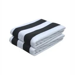 AAZEEM Black & White 2 Pcs Striped Terry Cotton 150 GSM Bath Towel-6