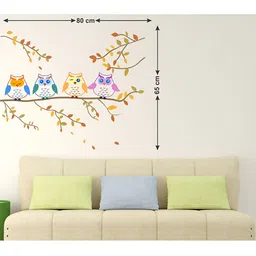 LANSTICK Blue & Yellow Tree With Birds Wall Sticker-image-56