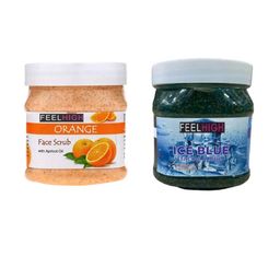 FEELHIGH Set of Orange & Ice Blue Organic Face & Body Scrub - 500 ml each-43