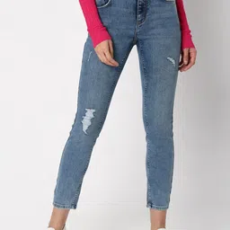 Vero Moda Women Skinny Fit Mildly Distressed Heavy Fade Stretchable Jeans-picture-48