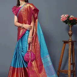 VILLAGIUS Ethnic Motifs Printed Silk Cotton Saree-picture-20