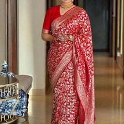 VILLE FASHION Floral Zari Art Silk Kanjeevaram Saree-picture-1