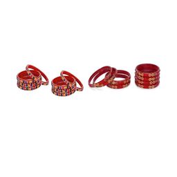 SOMIL Set Of 16 Alloy Artificial Stones and Beads Bangle-picture-5