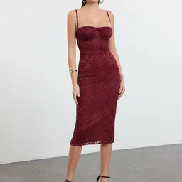 Trendyol Off-Shoulder Bodycon Midi Dress-image-54