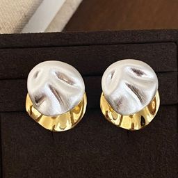 FIMBUL Rhodium-Plated Textured Contemporary Studs-image-2