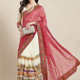 DIVASTRI Bandhani Embroidered Pure Georgette Half and Half Bandhani Saree-picture-24
