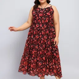 DressBerry Curve Women Floral Print Georgette A-Line Maxi Dress-picture-32