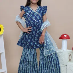BAESD Girls Floral Printed Cotton Kurta with Palazzo & Dupatta-picture-18