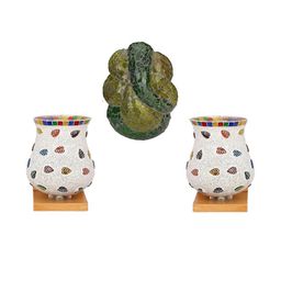 Somil Indore Mosaic Decorative Lamp Combo of Matching Wall Lamp & Blessing God Ganesh Wall Lamp, Multi Compatible with LED, Size: 14 X 14 X 19 Cm, Pack of 3.-image-89