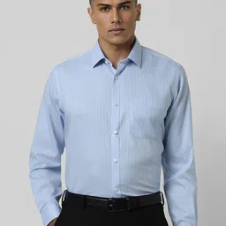 Van Heusen Men Spread Collar Vertical Striped Cotton Slim Fit Formal Shirt-picture-44