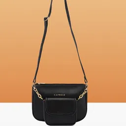 Caprese Women Solid Crossbody Leather Sling Bag With Pouch-8