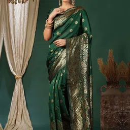 KALINI Ethnic Motifs Woven Design Zari Banarasi Saree-image-42