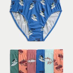 Marks & Spencer Boys Pack Of 7 Pure Cotton Self Design Hipster Briefs T715849DMULTI-picture-29