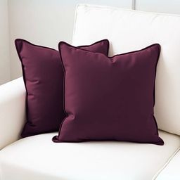 Aurave Burgundy 2 Pieces Pure Cotton 210 TC Soft & Comfortable Square Cushion Covers-32