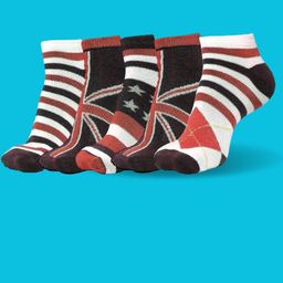 MJE Men Pack Of 5 Patterned Cotton Ankle Length Socks-image-98