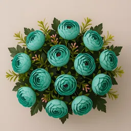ARTSY Green & Brown Peony Artificial Flower With Pot image 4