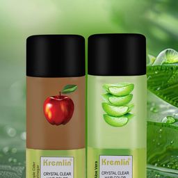 Kremlin Set of 2 Crystal Clear Apple Cider Vineger & Alovera Hair Color- 100ml Each -Brown image 1