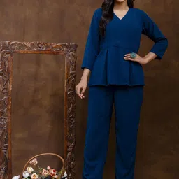 FERANOID V Neck Pure Cotton Tunic With Trousers Co-Ords-image-21