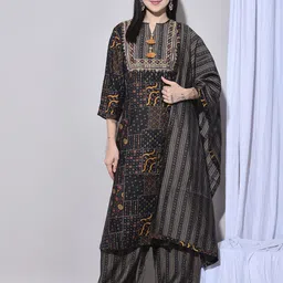 FFU Women Ethnic Motifs Printed Regular Kurta & Trousers With Dupatta-picture-5