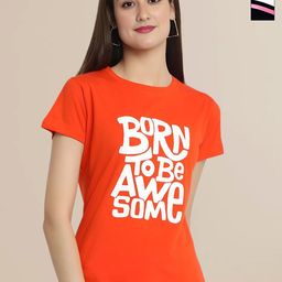 Mast & Harbour Women Typography 2 Printed Applique T-shirt-image-76
