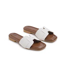 Street Style Store Women Textured PU Open Toe Flats-image-92