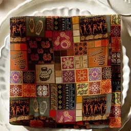 Vargottam 12-Pcs Brown & Black Printed Cotton Table Napkins-46