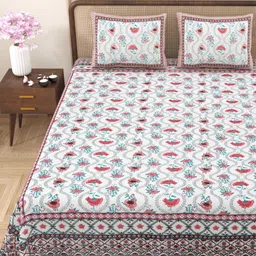 Myntra Elegant Homes Pink & White Floral Cotton 180TC Double King Bedsheet Set-2.75mx2.25m-picture-16