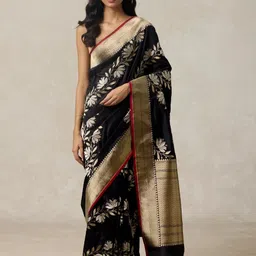 SHOPONBIT Women Black Floral Designer Saree-50
