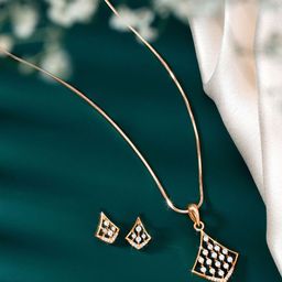 Peora Rose Gold-Plated Cubic Zirconia Studded Jewellery Set-image-33