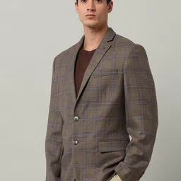 Arrow Checked Single Breasted Notched Lapel Collar Formal Blazer image 3